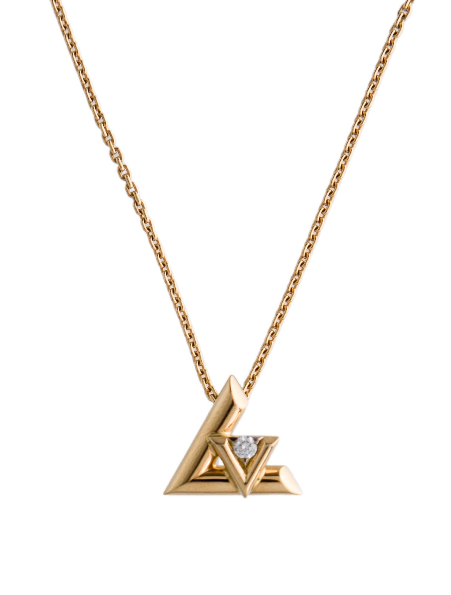 Louis Vuitton 18K Diamond LV Volt One Small Pendant Necklace